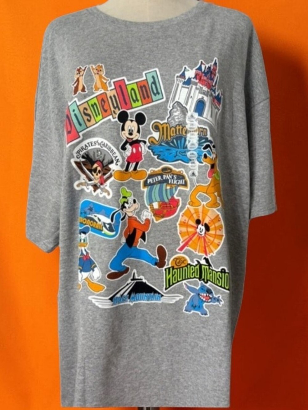 Disney Parks Resorts NWT Retro Sticker Collage Tee. Short Sleeves Gray - Picture 8 of 10